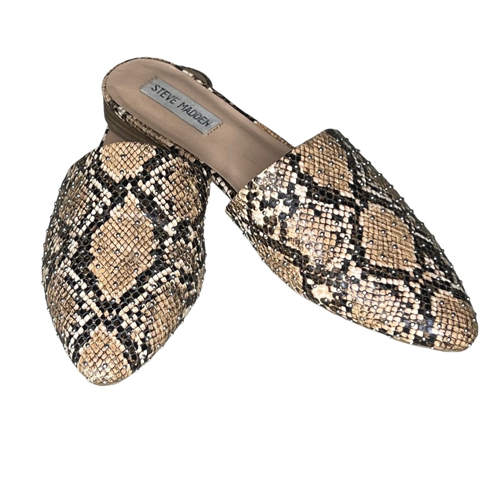 Steve Madden Faux Snakeskin Beaded Mules Size 10M